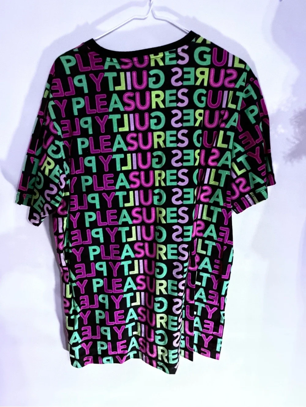 Wesc Black Tee with Purple & Green All-Over Text Print